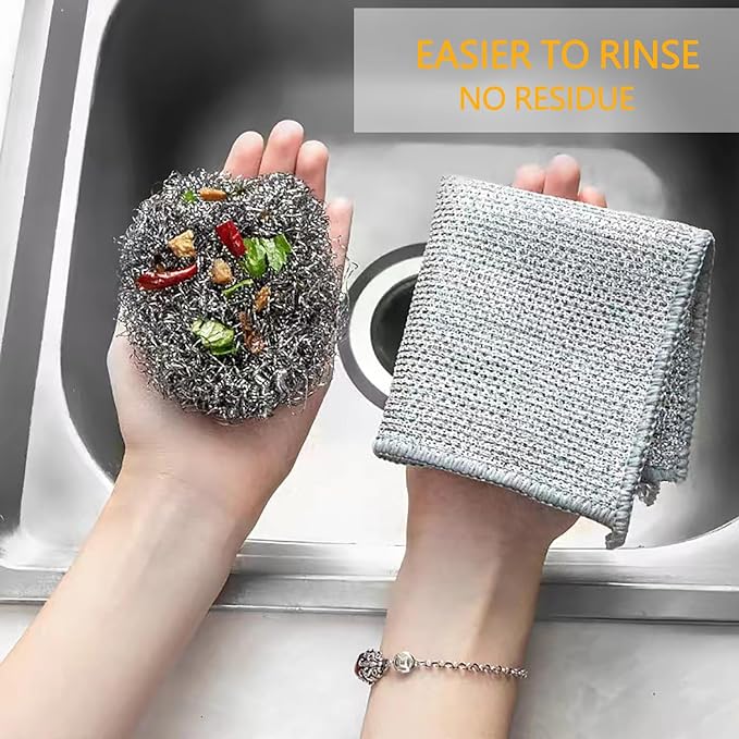 Multipurpose Wire Dishwashing Rags For Wet (Pack of 8)