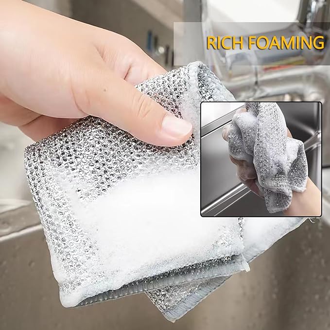 Multipurpose Wire Dishwashing Rags For Wet (Pack of 8)