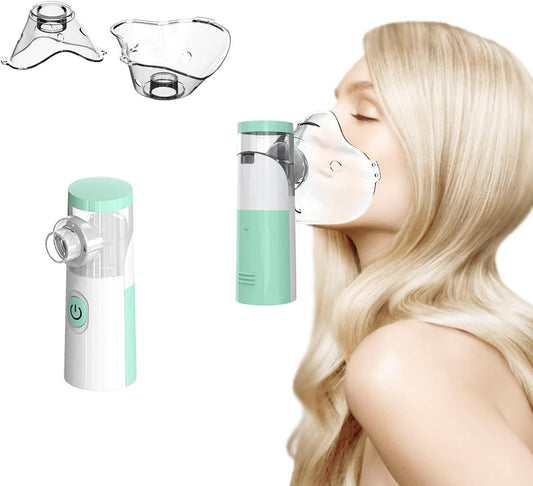 Handheld Nebulizer - Rechargeable & Portable with Mouthpiece and 2 Masks for Adults & Kids