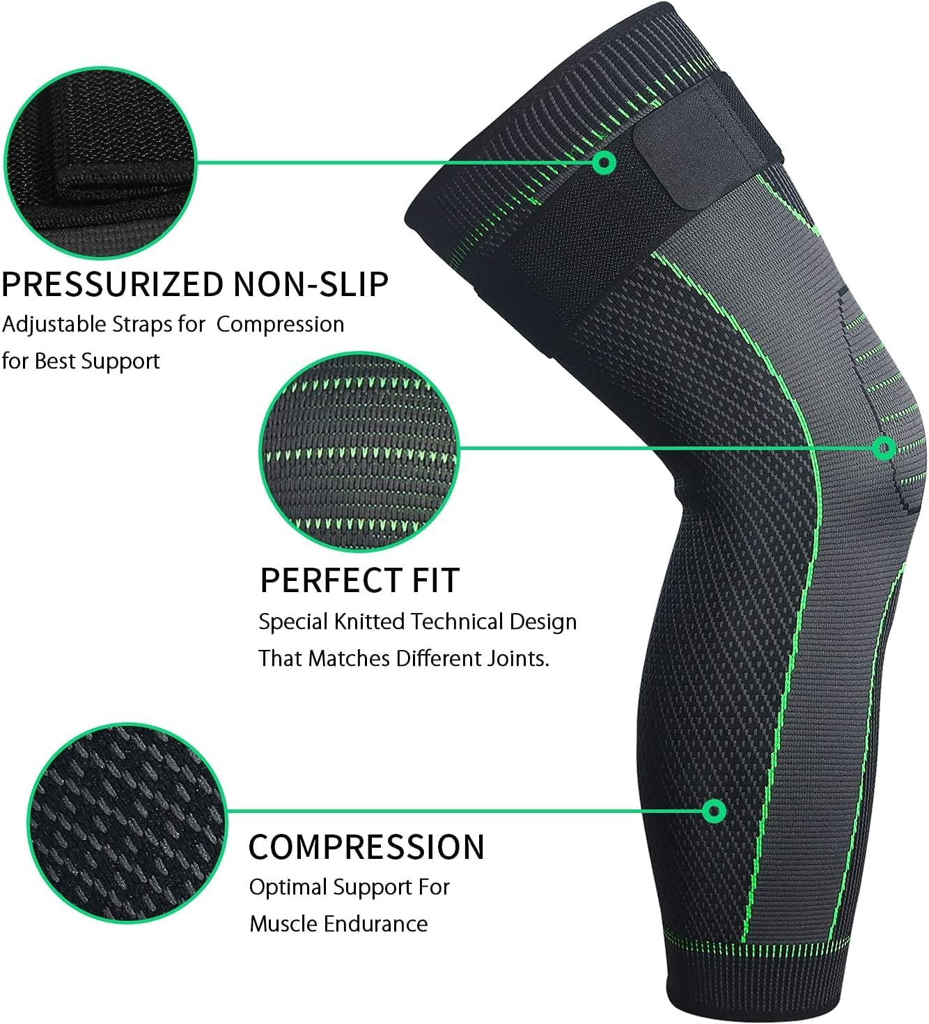 Long Compression Knee Sleeve Brace for Pain Relief